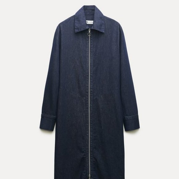 NWT ZARA ZIPPERED DENIM DRESS ZW COLLECTION Sz M - Picture 7 of 10